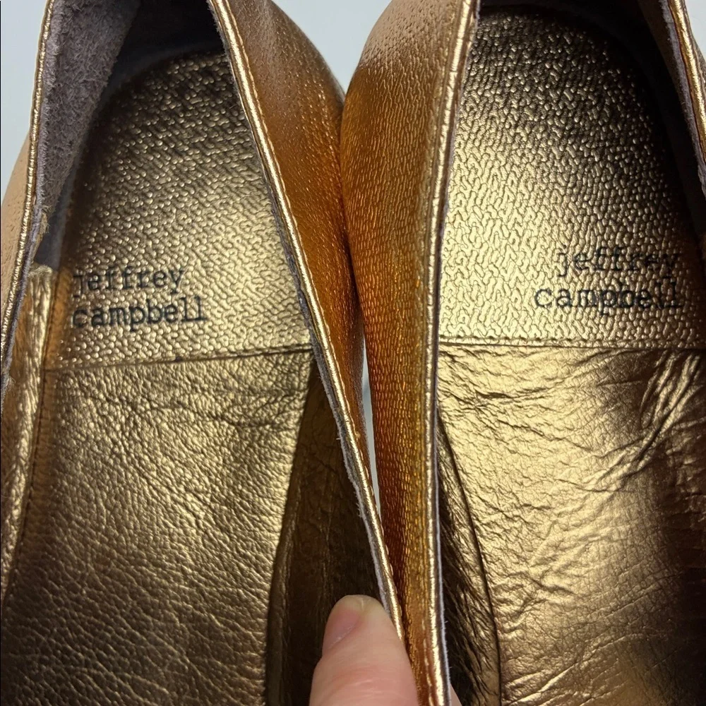 Jeffrey Campbell NEW Satine Double Strap Gold Metallic Mary Jane Flat Size 9.5